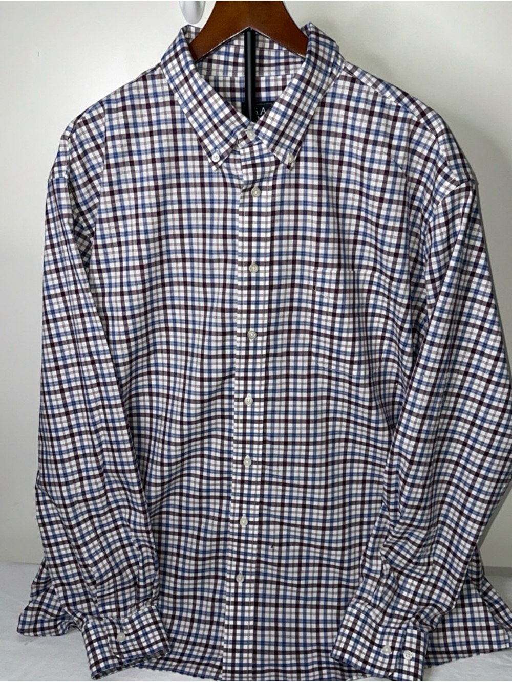 Jos. A. Bank Blue and Brown Plaid Men's Button-Down Shirt